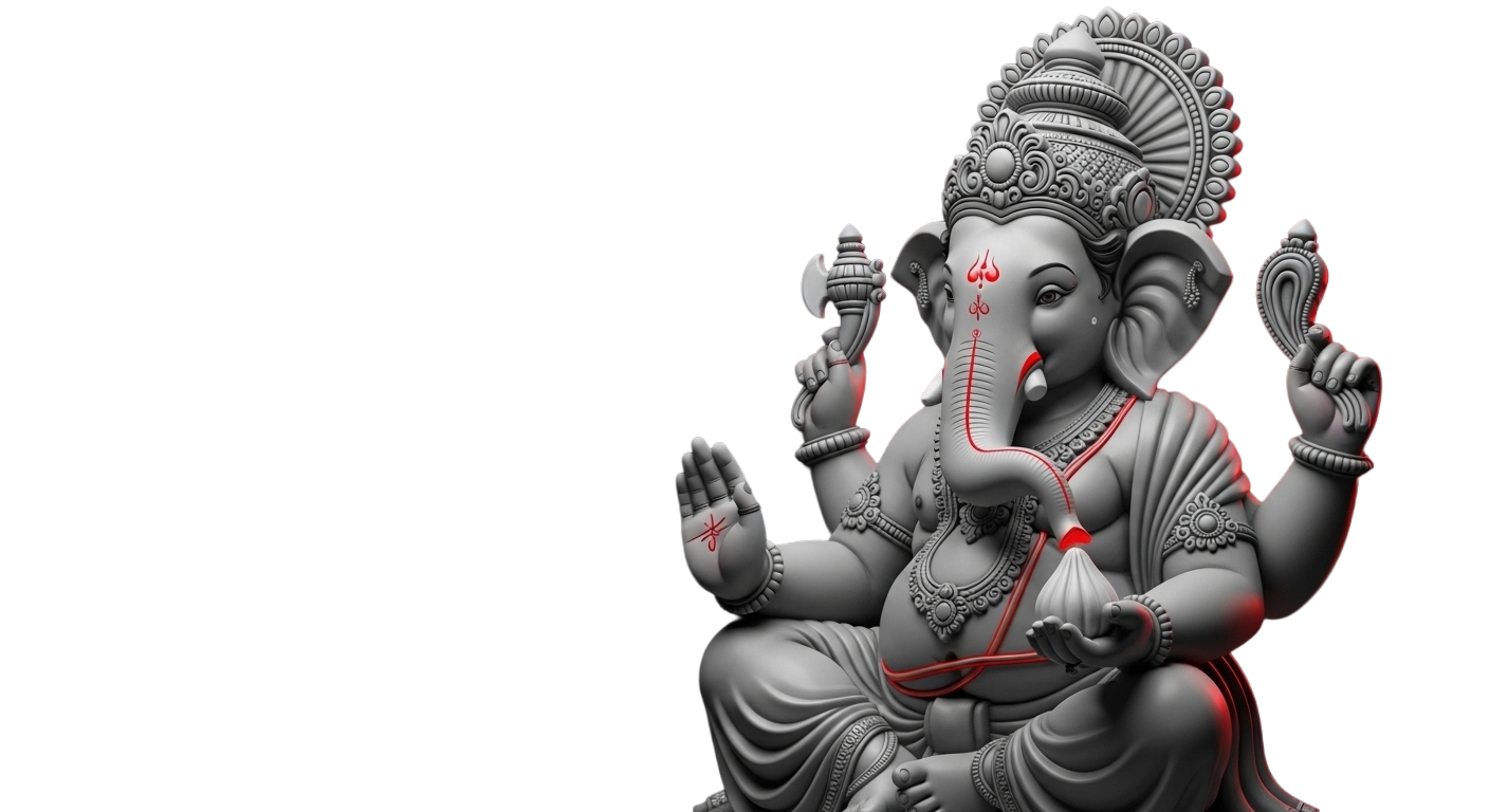 Ganpati looking at left, website offer
